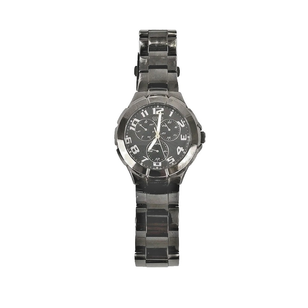 Guess Mens U11511G Gunmetal Gray Chronograph Watch Glass Face 9‎ Broken Works